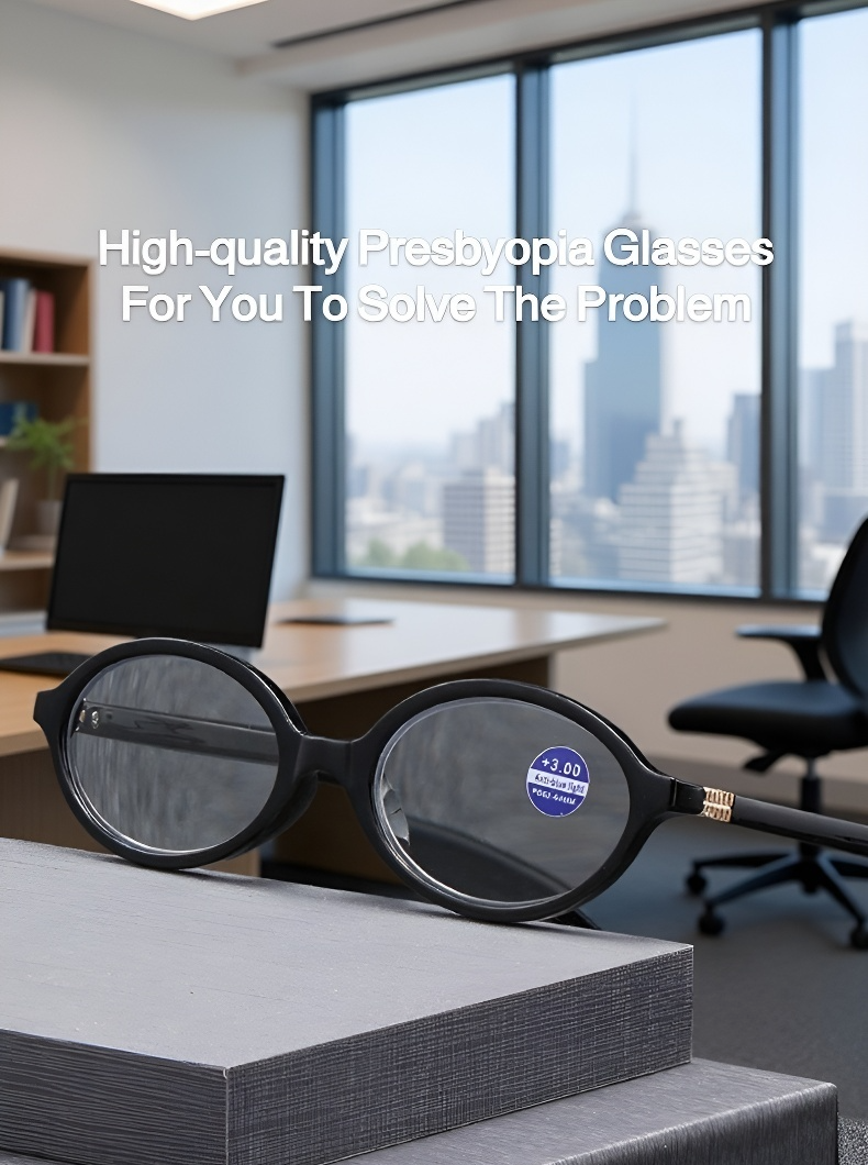 High-definition reading glasses with anti-blue light lenses