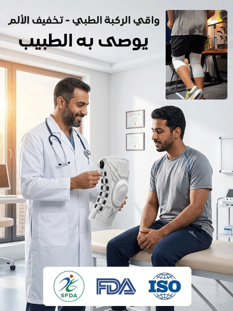 واقي ركبة مبتكر بحلقة دوار لضبط قوة الضغط والدعم 