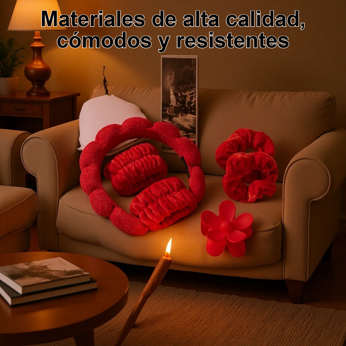 Set de 6 piezas: diadema nube, muñequeras y pinzas florales para el cabello