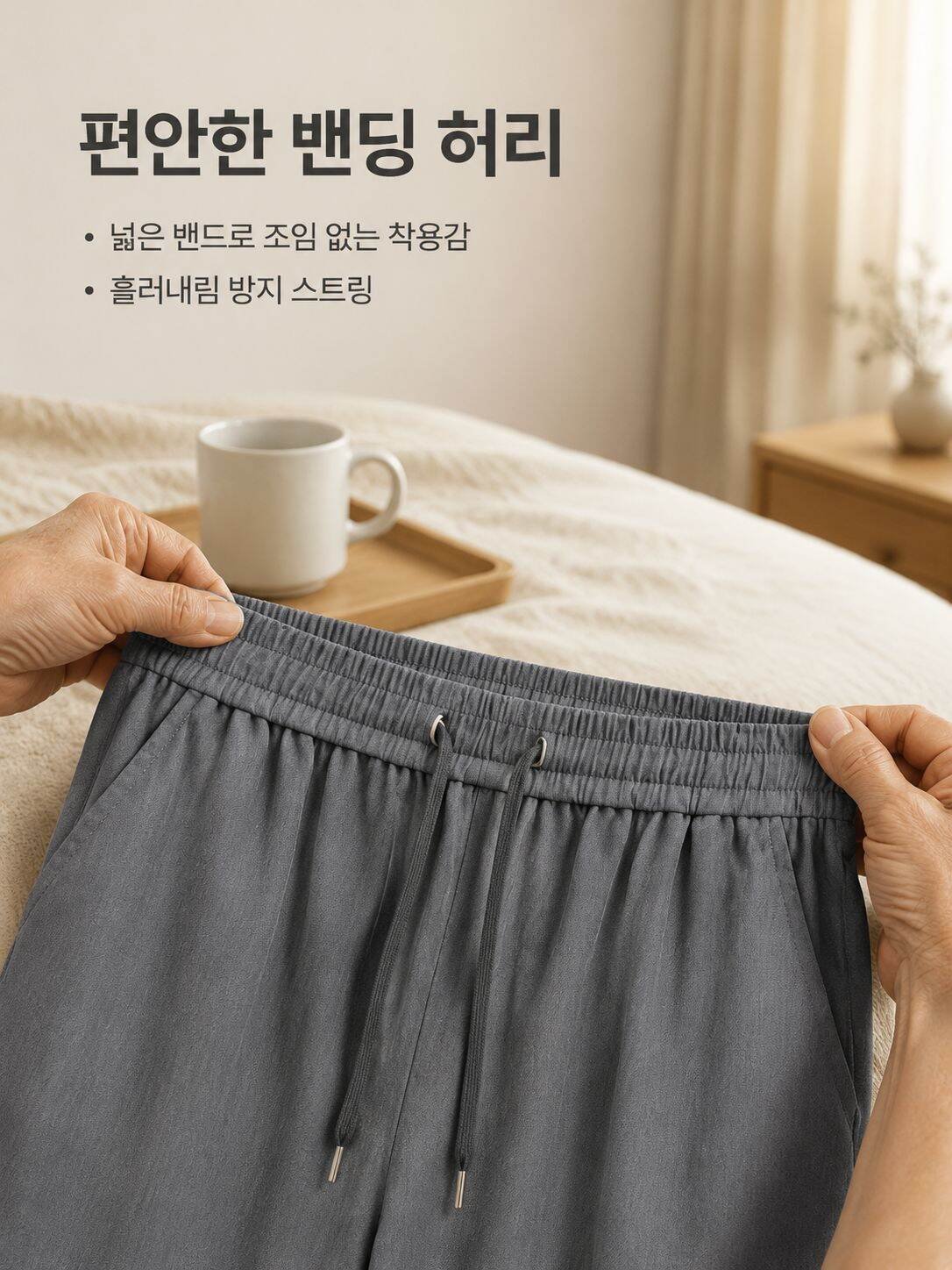 편안한 핏의 노년 남성 홈웨어 착용샷
