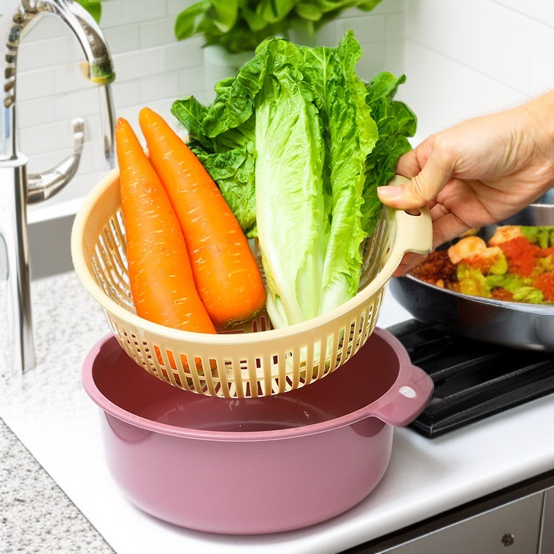  이중 배수구 주방 싱크 과일 보관 바구니