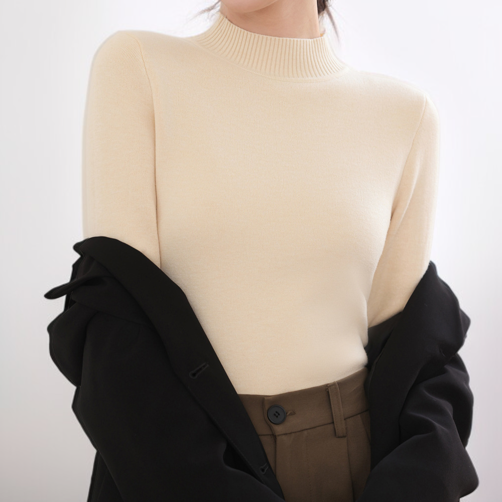 レディース ニットセーター 秋冬 ハイネック 裏起毛 厚手 プラスサイズ 暖かい