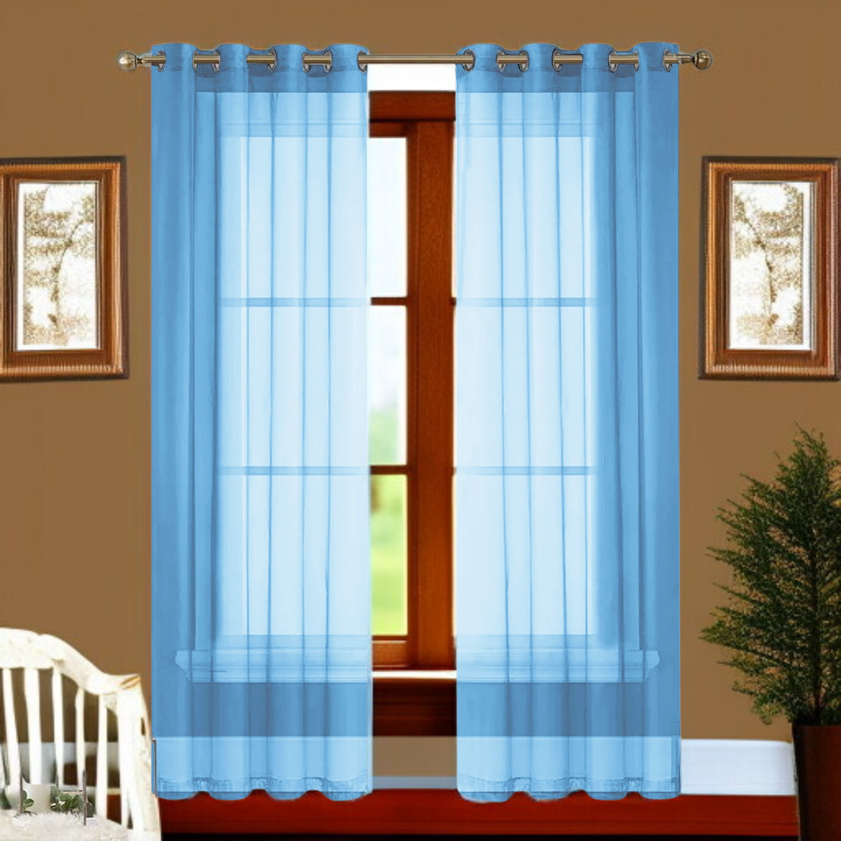 Halbverdunkelnde Fensterdekoration für Balkon, Einfarbiges Vorhang