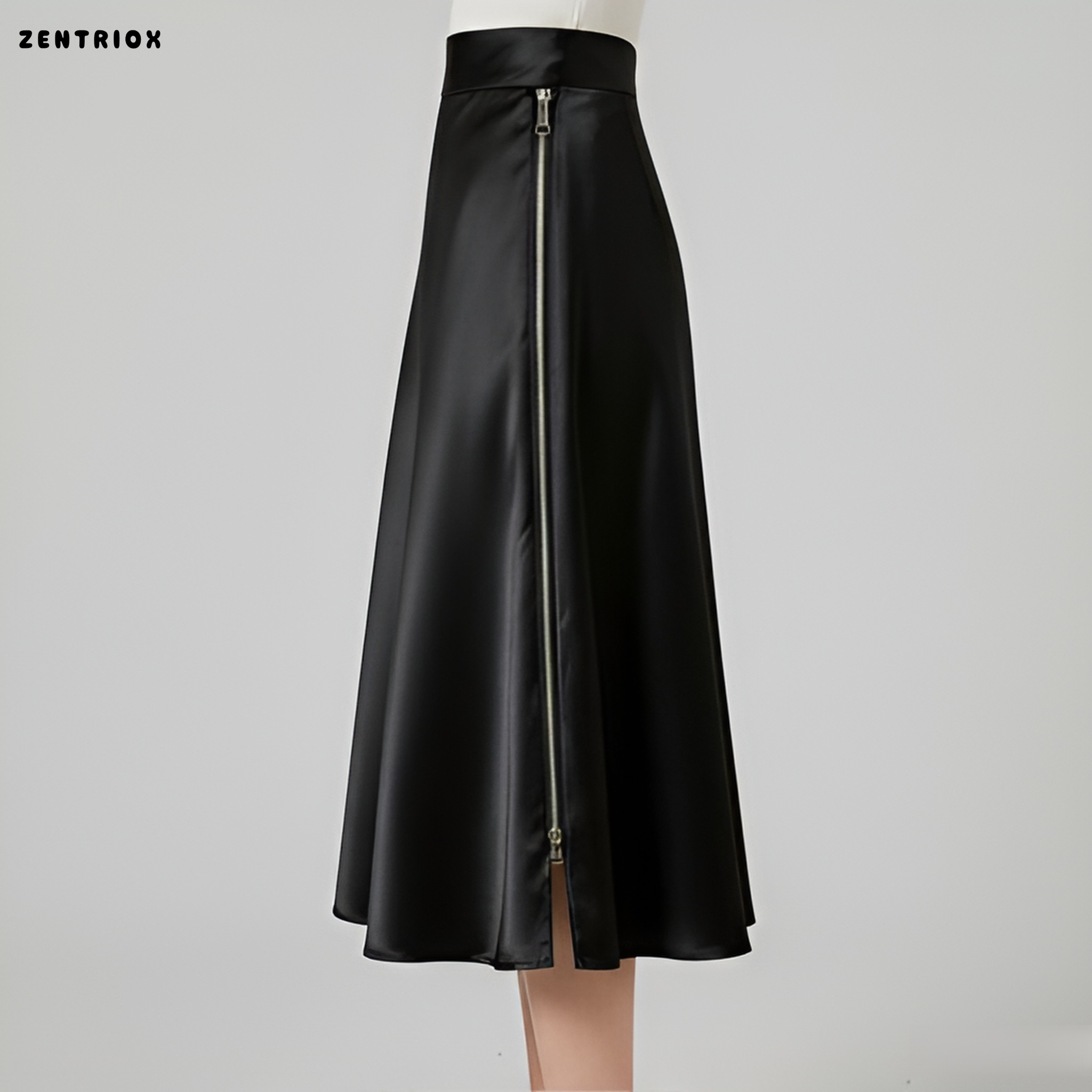 신축성 있는 소재의 롱 스커트 디테일