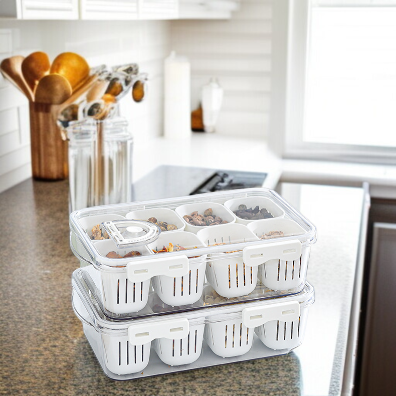 Food-Grade Transparent Multi-Compartment Storage Box