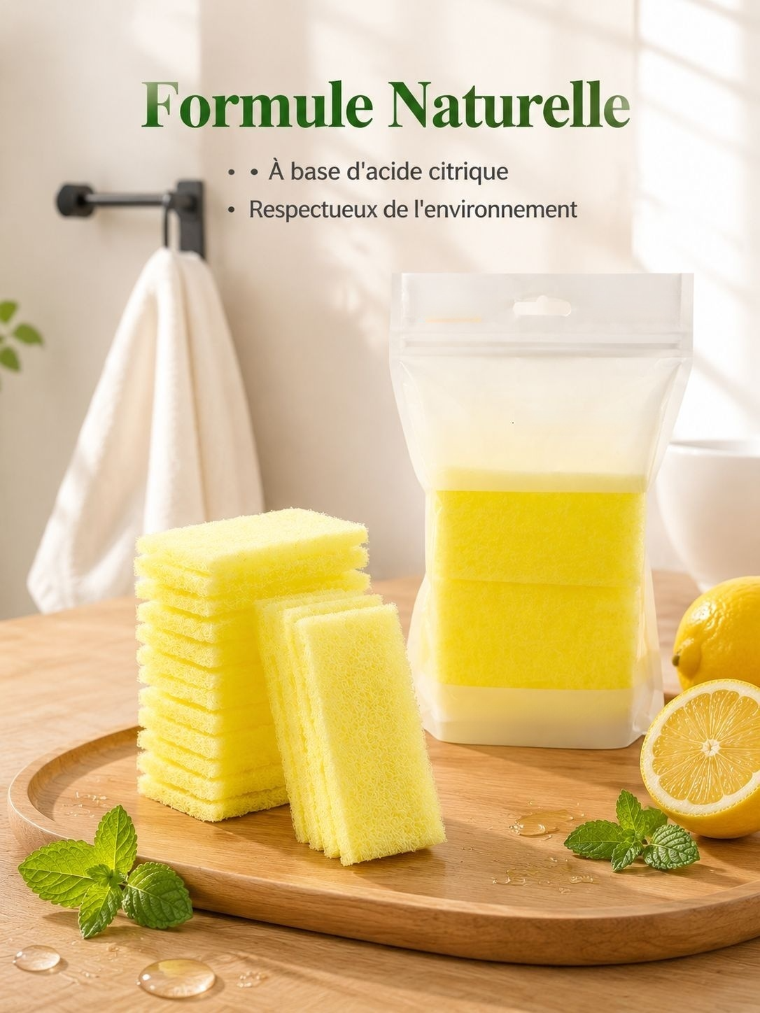 Tablettes de nettoyage multifonctions à l'acide citrique, tampons de récurage pour salle de bain