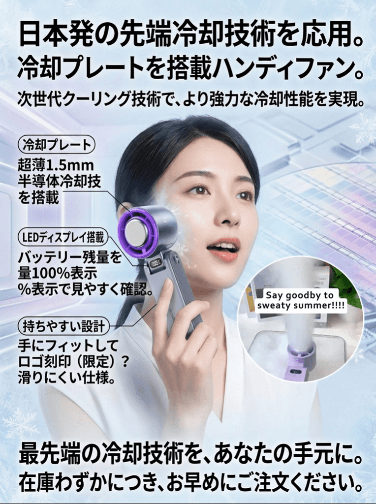 超軽量折りたたみ式ハンディファン