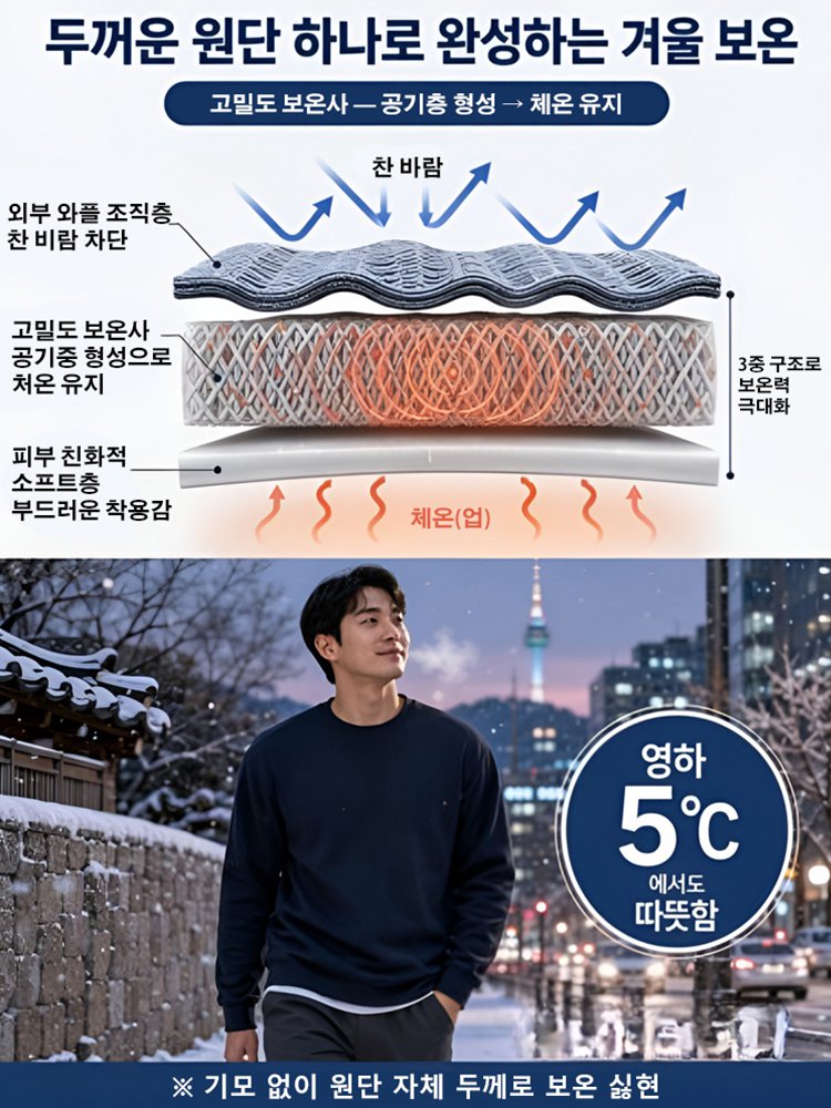트렌디한 V넥 와플 배색 페이크 레이어드 맨투맨