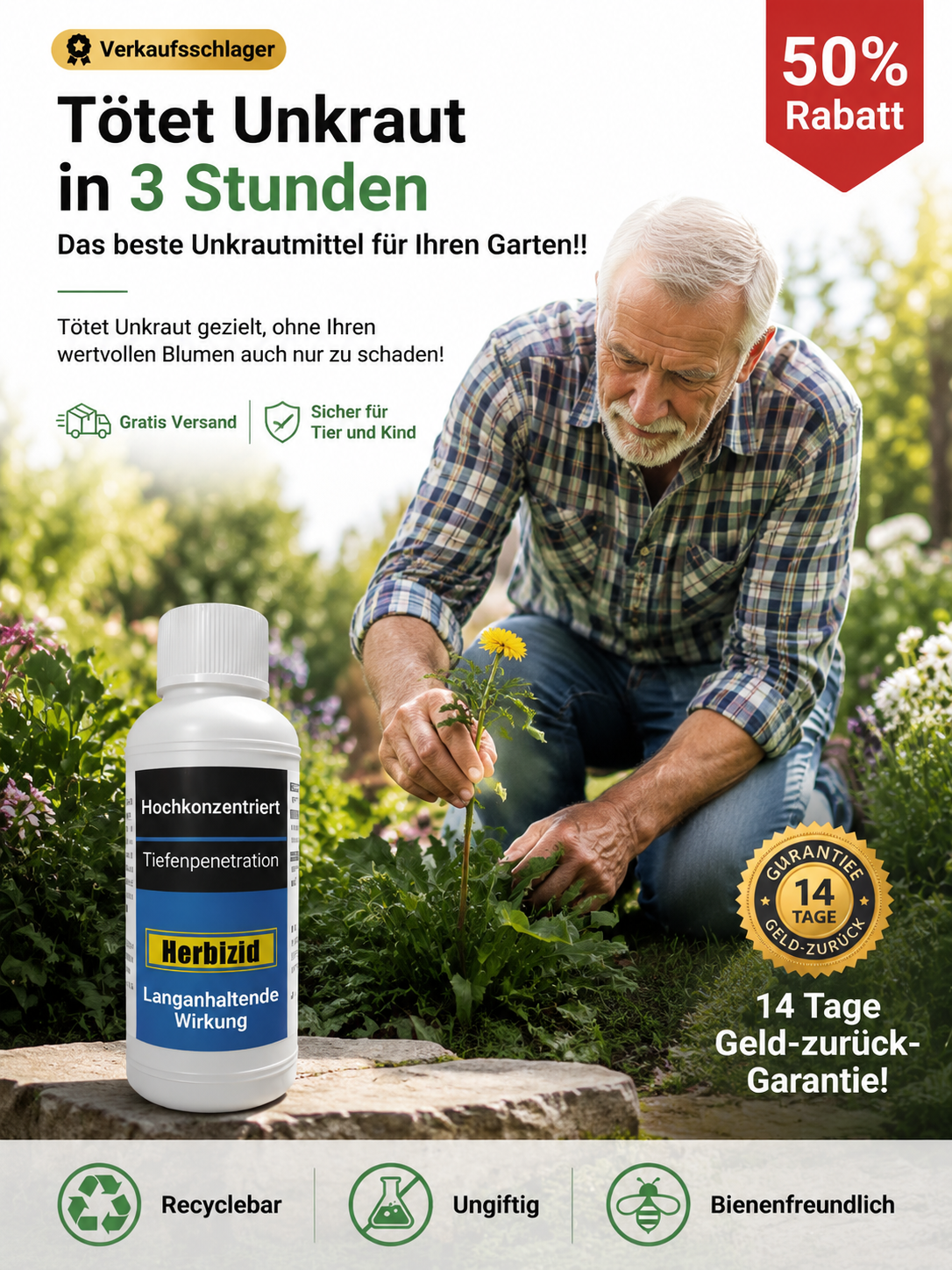 【100 Prozent Glyphosatfre】Hohenheim Forschungs-Bio-Unkrautvernichter✨5 Jahr Schutz vor Unkraut✨
