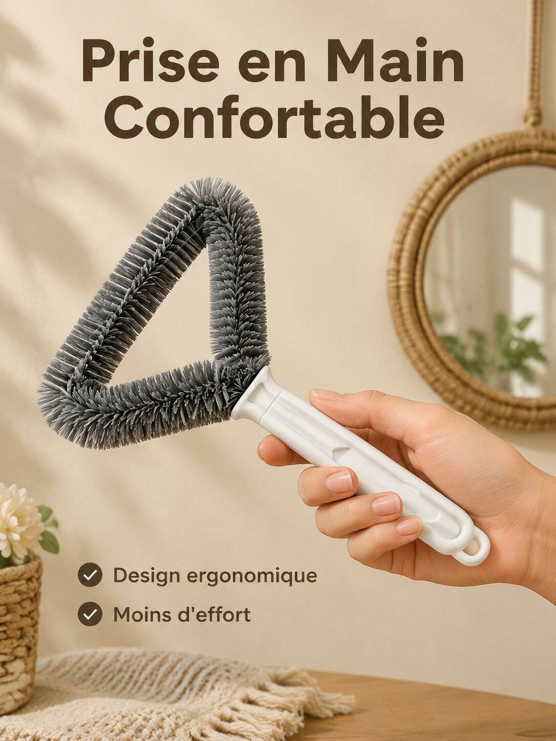 Nettoyeur triangulaire pour moustiquaire, sans démontage, usage domestique
