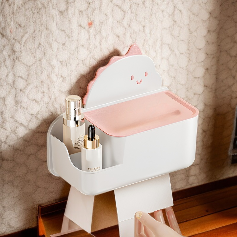Cartoon Simple Wall-mounted Punch-free Toilet Paper Box for Kitchen and Living Room Paper Storage