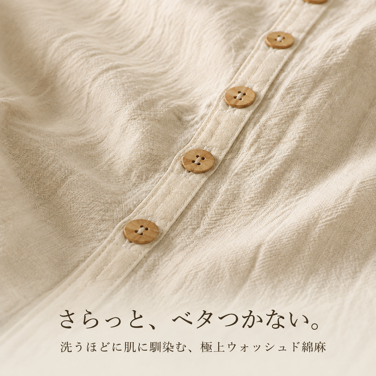 文芸風ウォッシュリネンコットンゆったりベストドレス