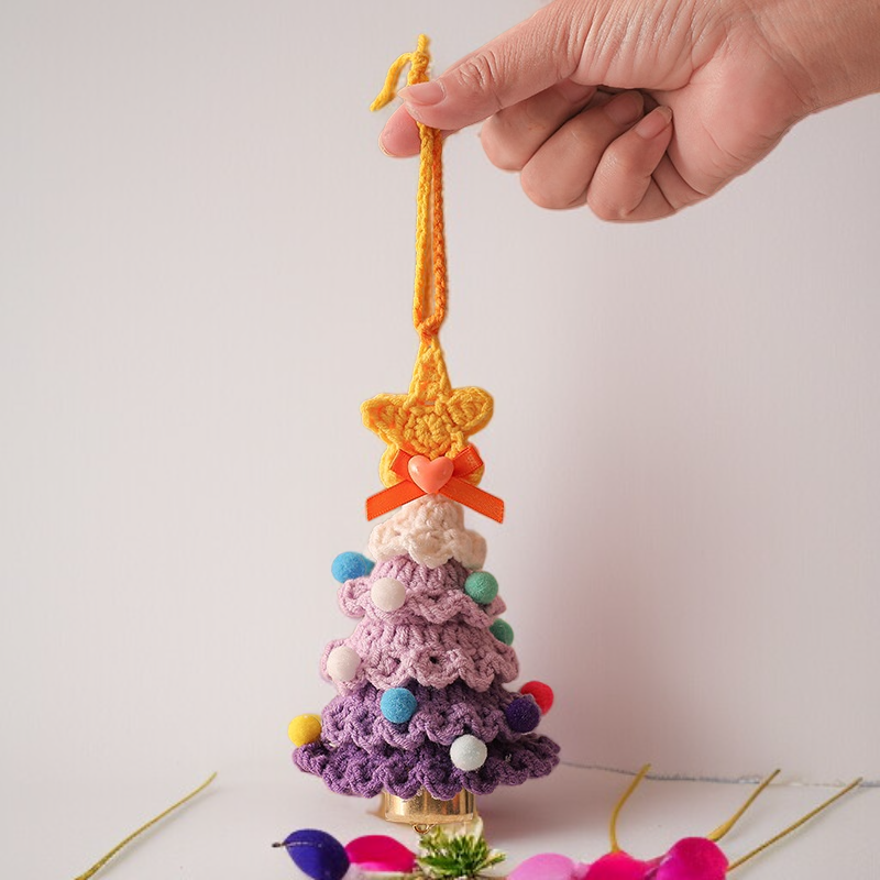 毛絨聖誕掛件毛線鉤織聖誕樹小擺飾