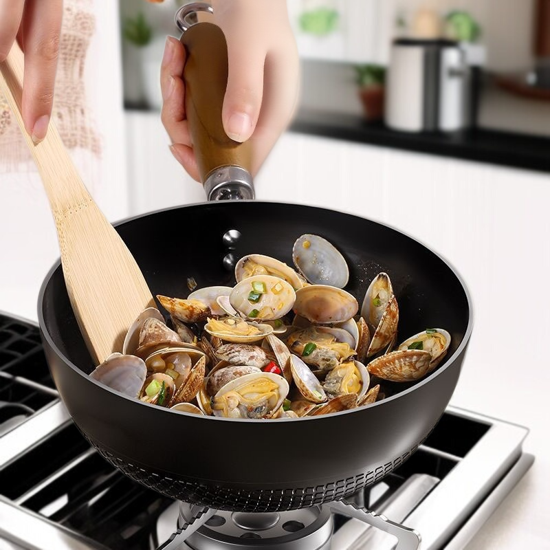 가정용 무코팅 가마솥 프라이팬 프라이팬 1인용 경량 가정용 인덕션 적용 미니 무접착 가마솥