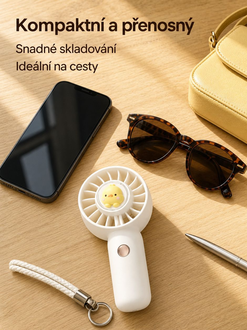 USB ruční mini větráček, tichý, přenosný a dobíjecí
