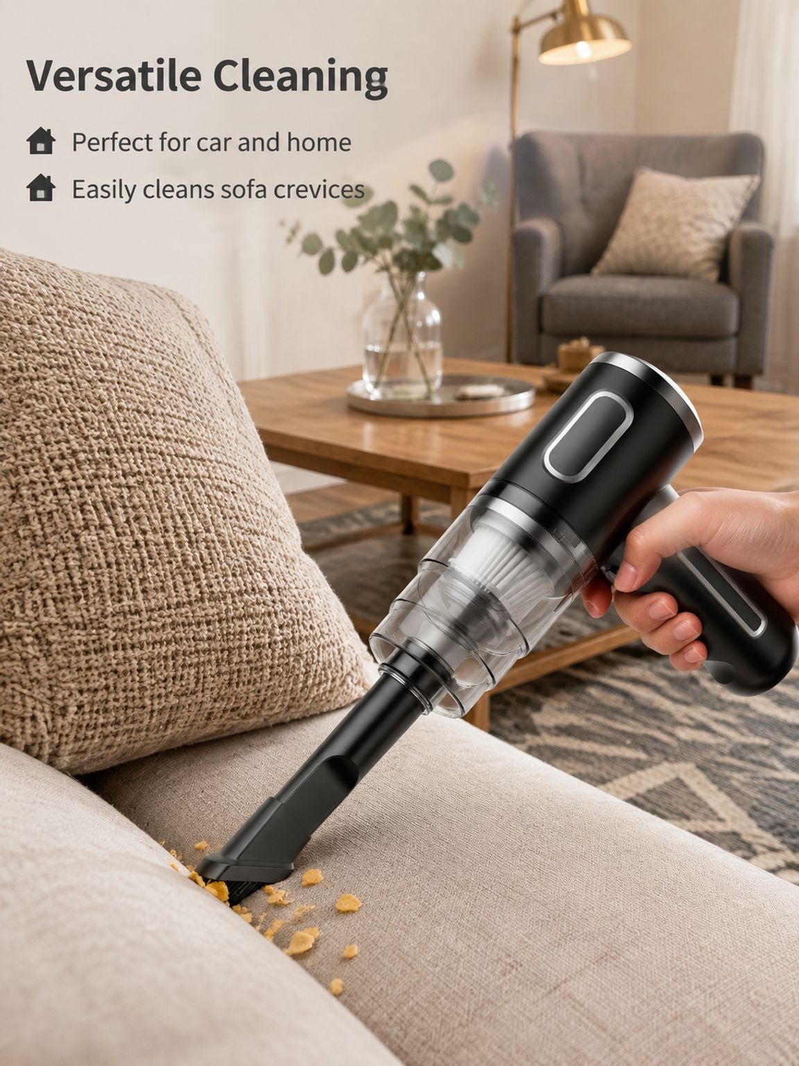 Dust and debris-free car with powerful suction vacuum cleaner