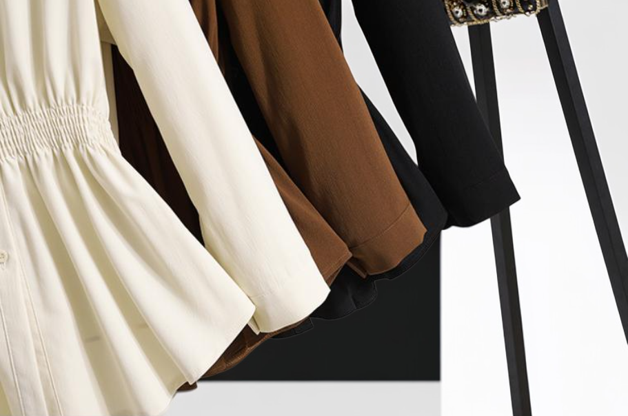 편안한 소재의 허리 조임 긴팔 탑 뒷면