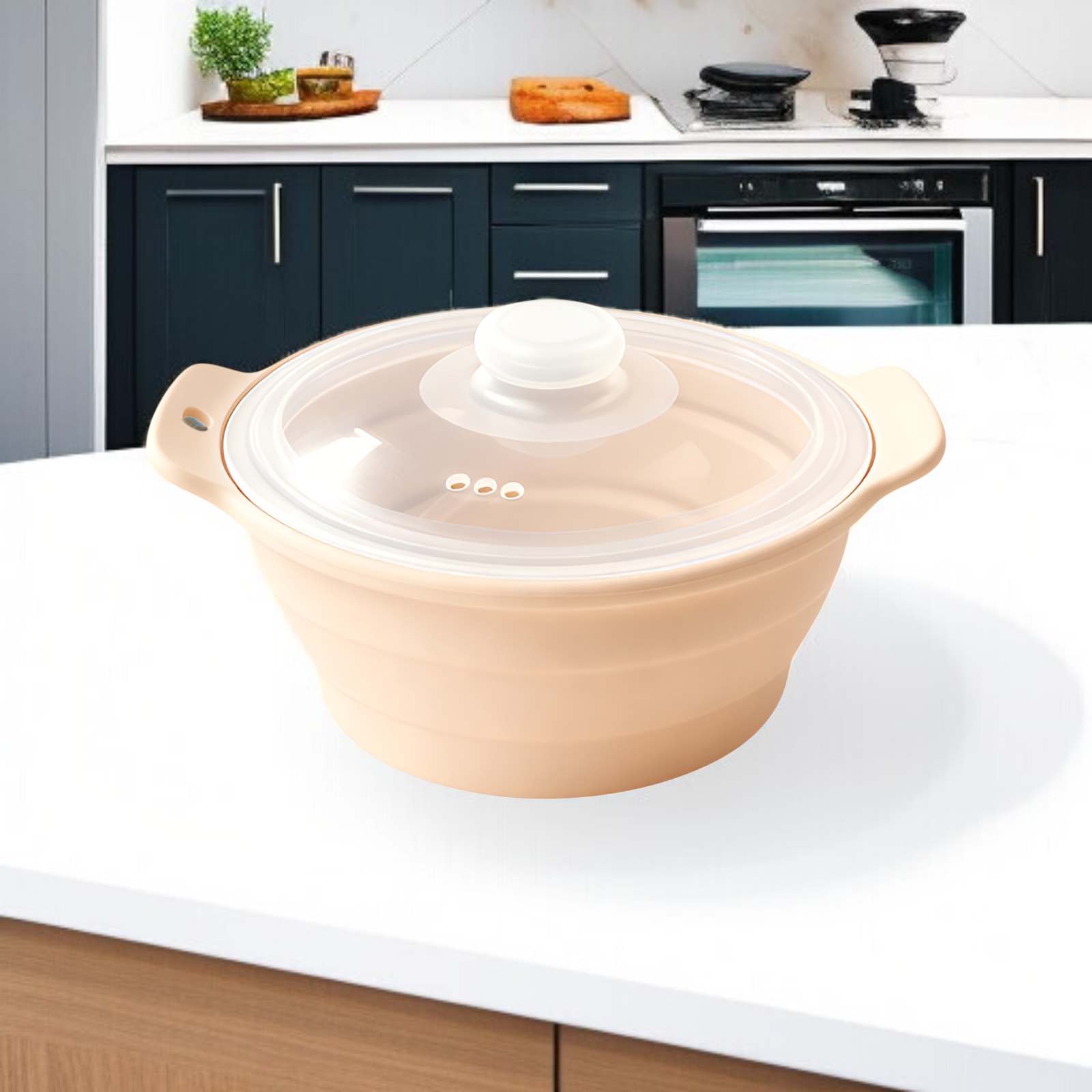 Herramienta para cocinar rápido, vaporera de silicona plegable para microondas, 1250ml