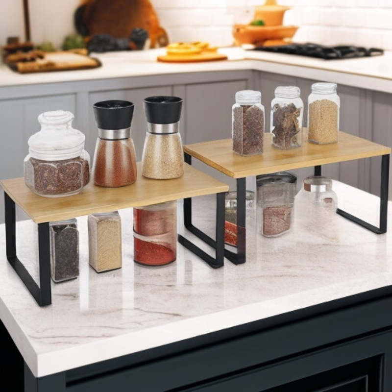 이층 스택형 주방 철제 양념 보관 선반 