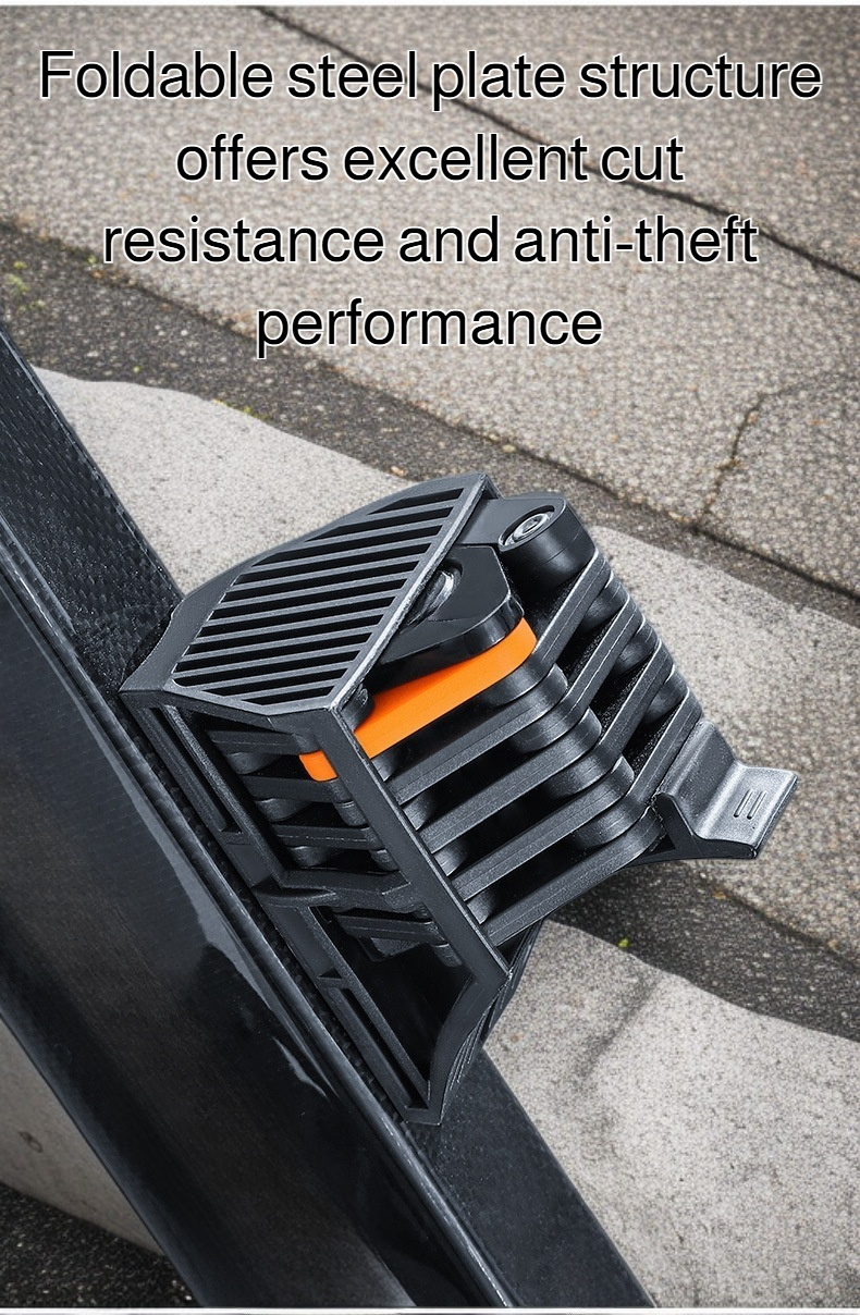 Folding bicycle lock securing a mountain bike