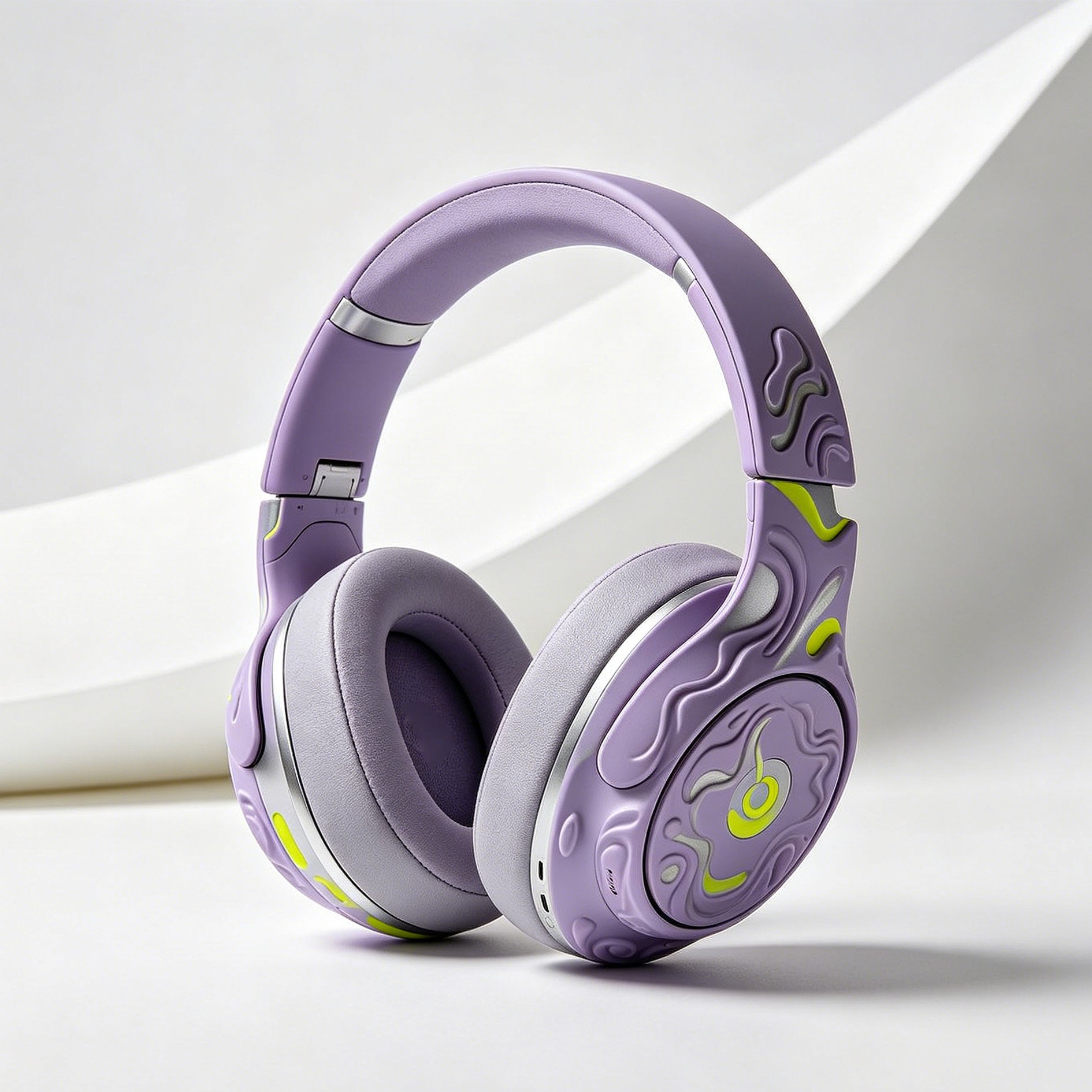 Comfortable padded ear cups on Bluetooth headphones