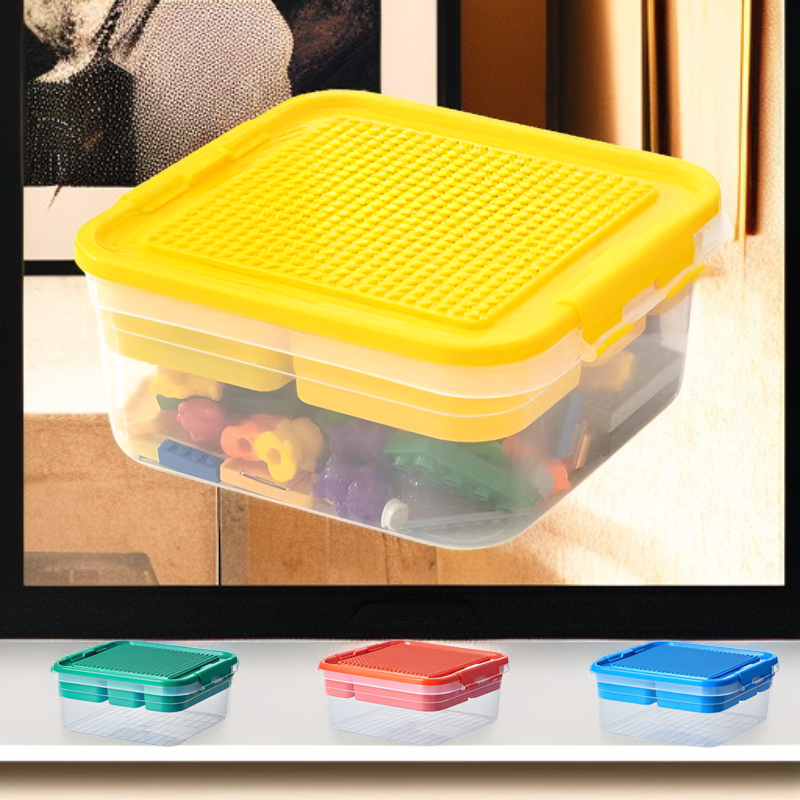 Caja organizadora multifuncional para juguetes, plástico transparente, para Lego y coches pequeños