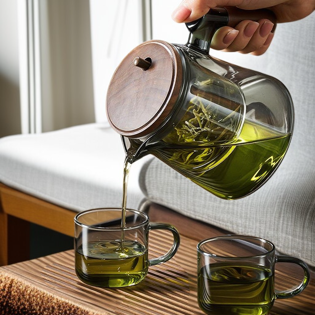 New style tea water separator glass teapot