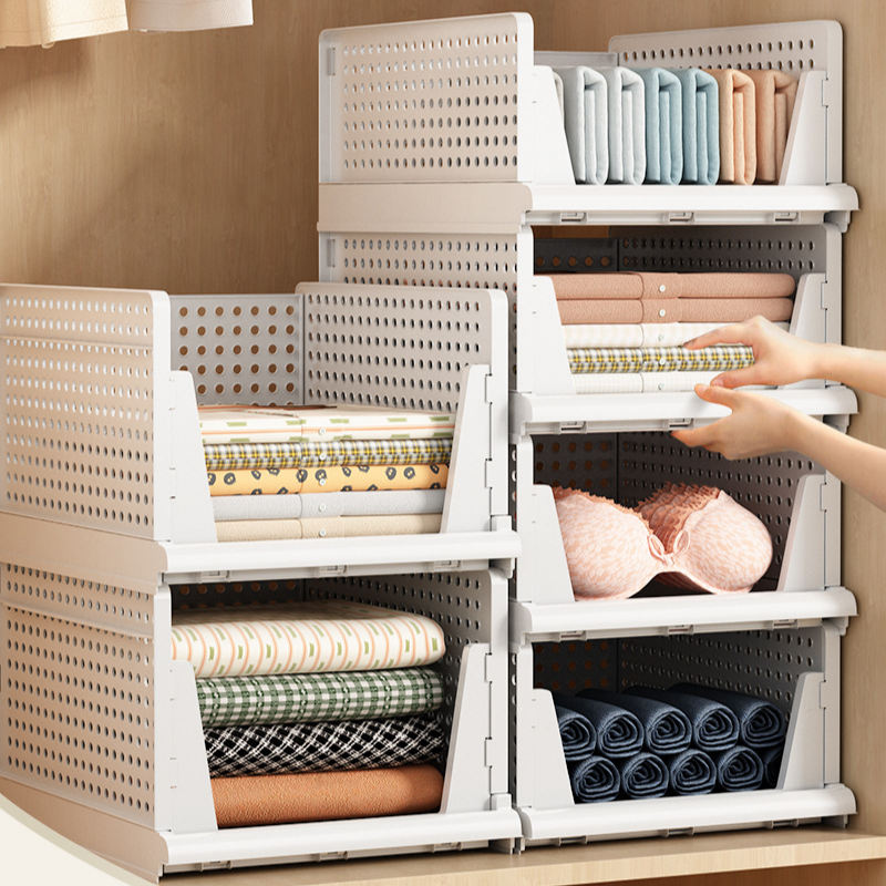 Foldable Pull-out Storage Box – Stackable Wardrobe Organizer with Dividers