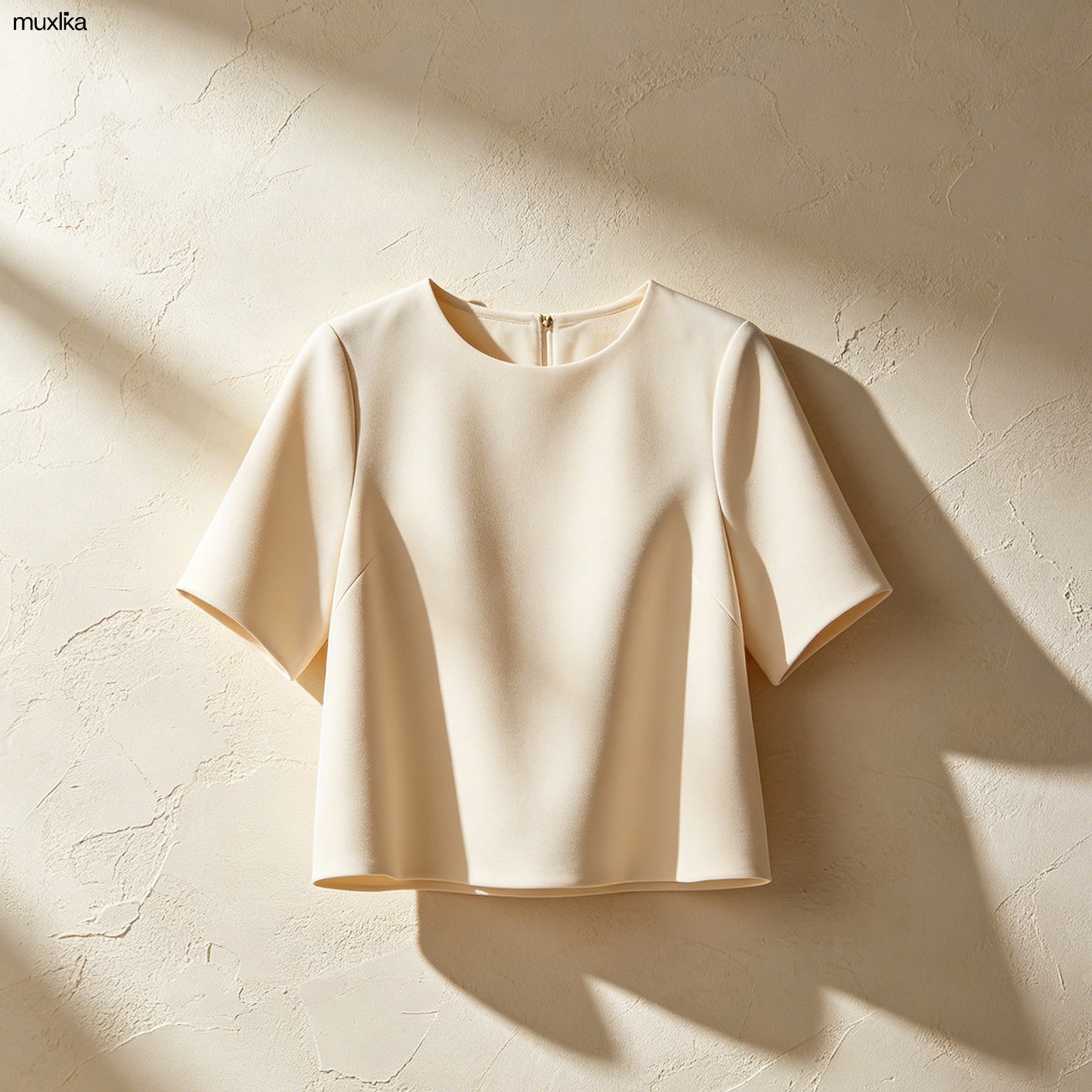 無地ラウンドネックTシャツの着用イメージ