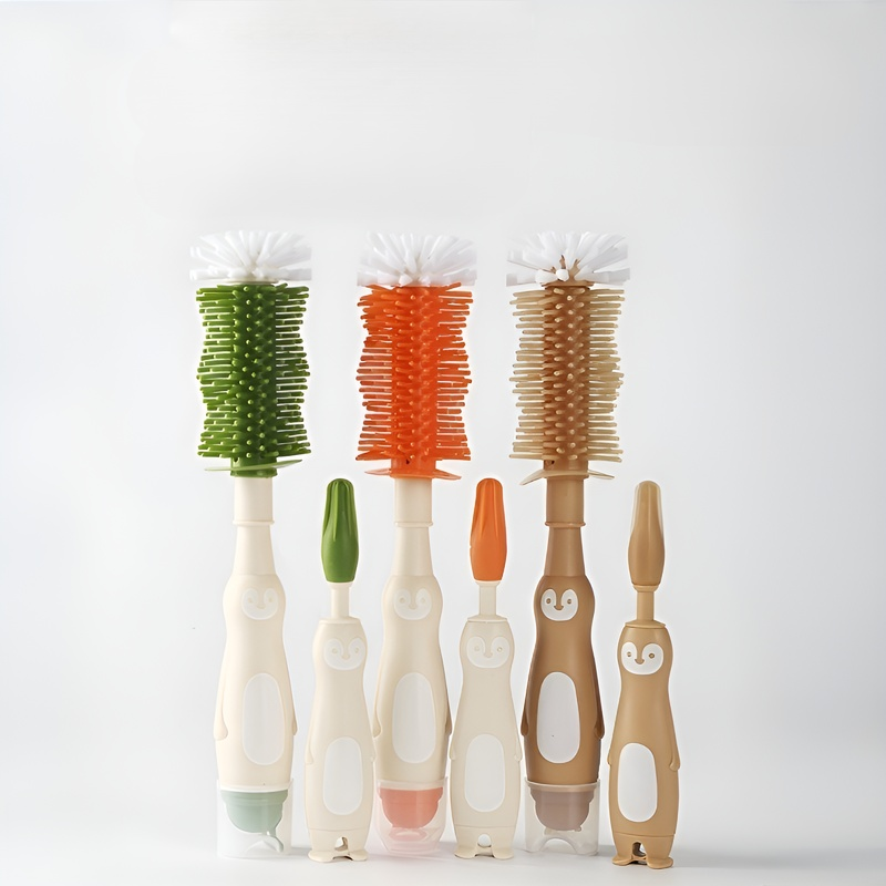 New Liquid Storage Bottle Brush – Gap Cleaning Long Handle Silicone & Nylon Brush Set