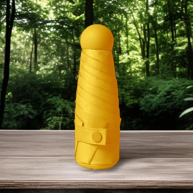 Rain and sun protection with compact umbrella