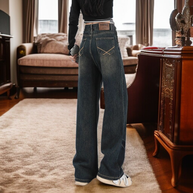 키작녀 하이웨스트 슬림핏 스트레이트 청바지