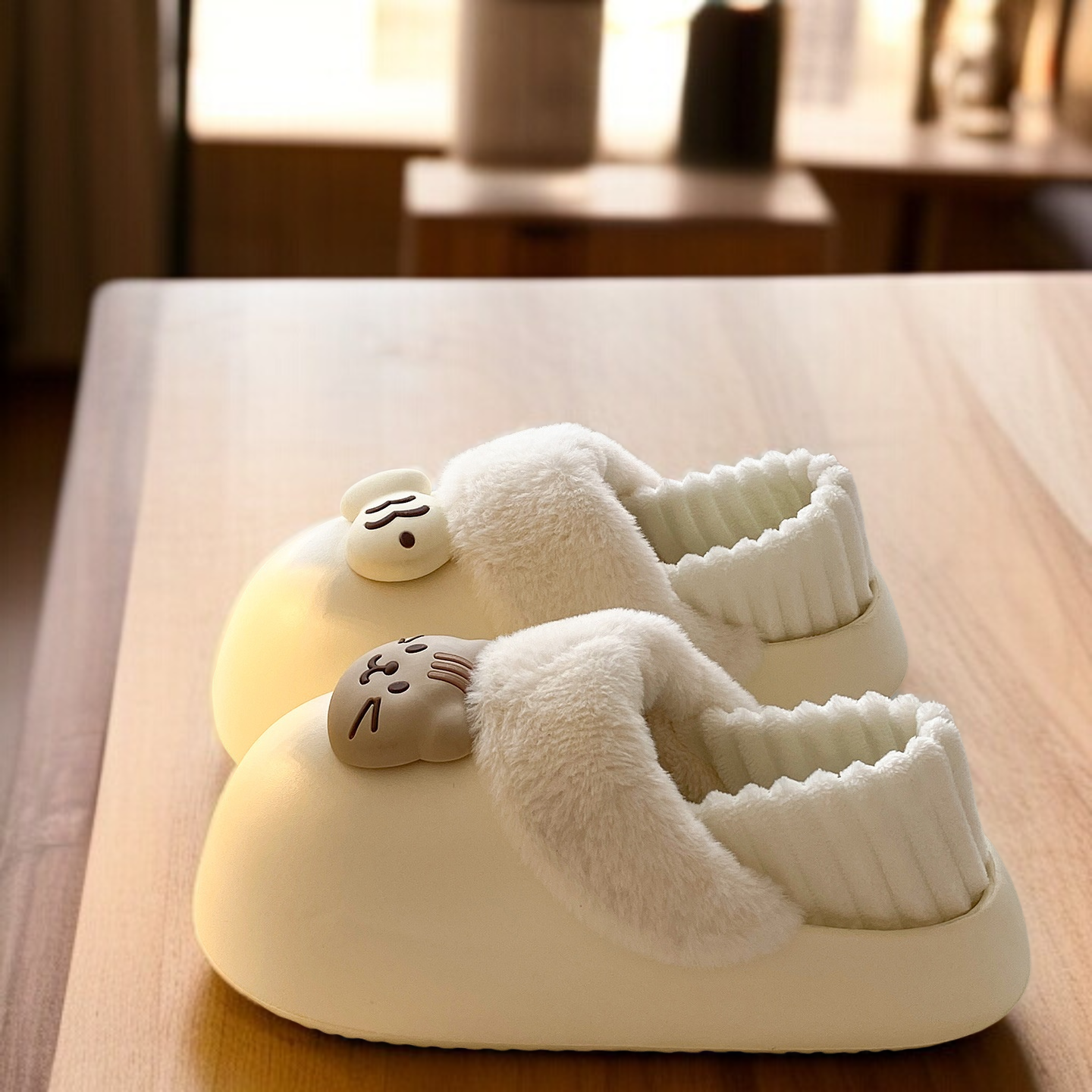 かわいい猫型EVAルームスリッパ 男女兼用 防寒・滑り止め 室内外両用