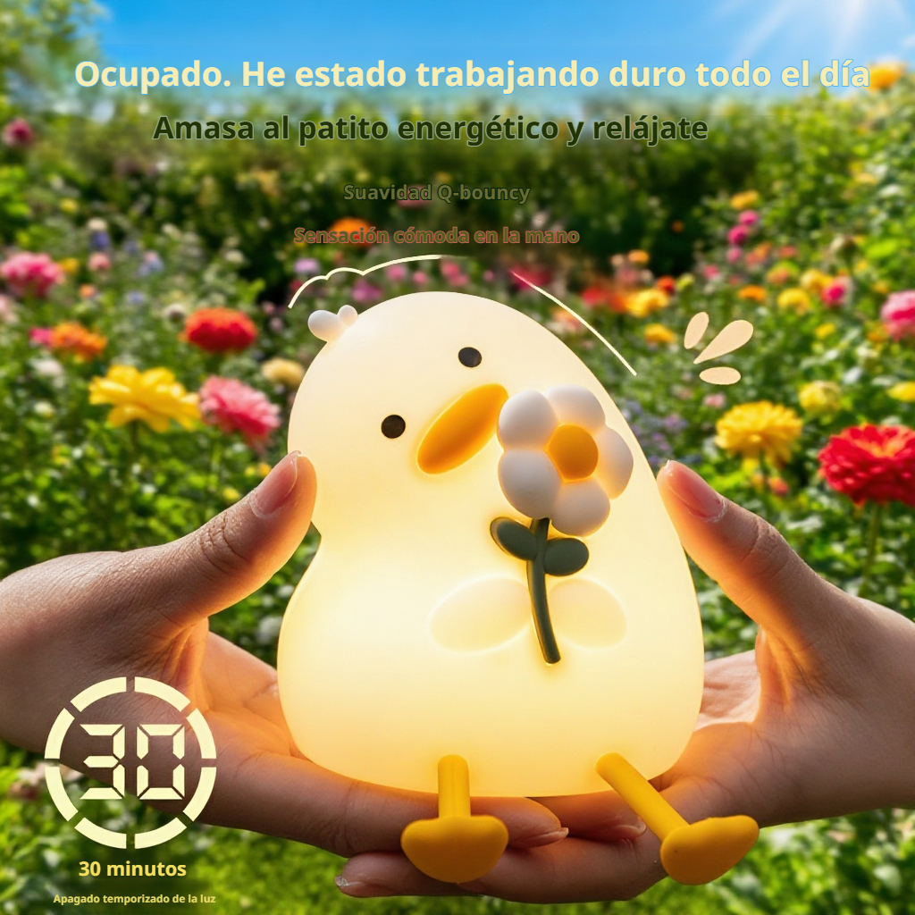 Luz de noche pato florido, decoración de mesita de noche USB, regalo original de cumpleaños