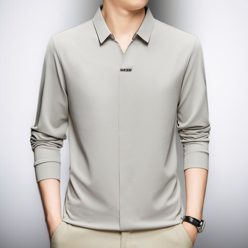 남성 비즈니스 캐주얼 티셔츠 남성 티셔츠 주름 방지 의류 무채색 캐주얼