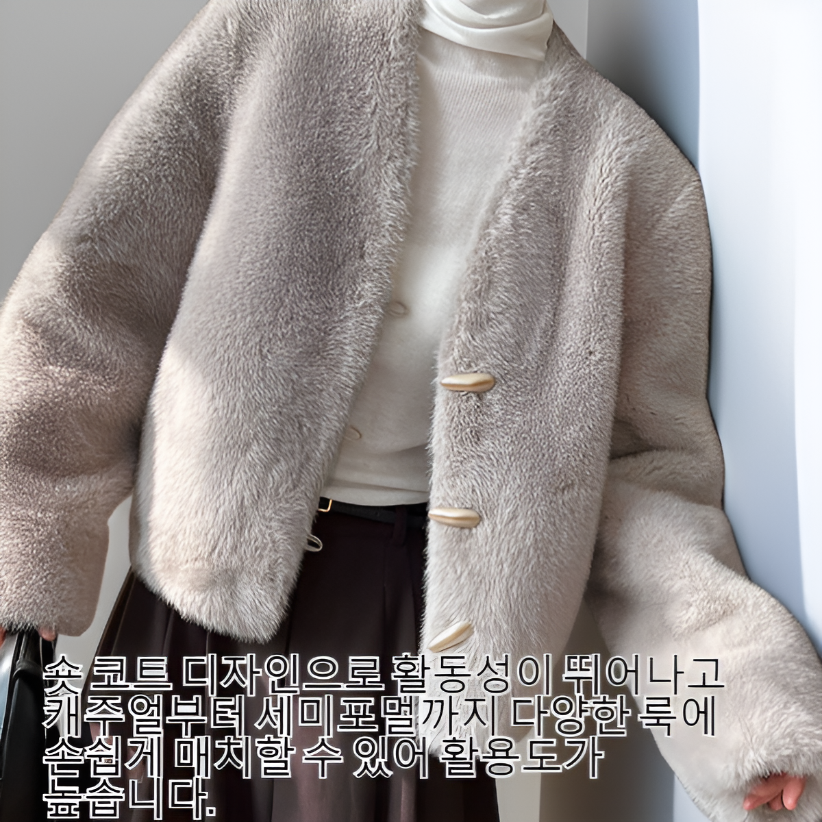 여성용 시어링 숏 코트