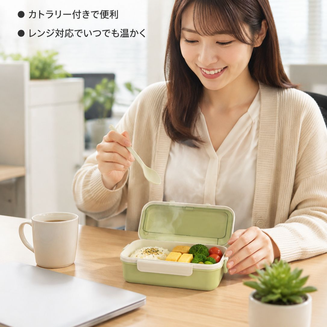 パズルデザイン可愛い弁当箱蓋付き携帯カトラリー