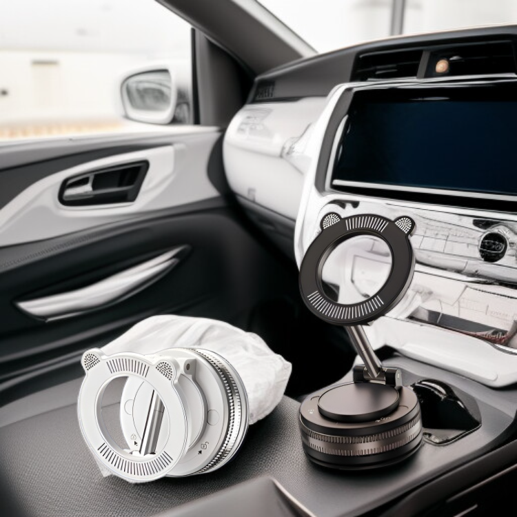 Vacuum suction cup magnetic car phone mount in black