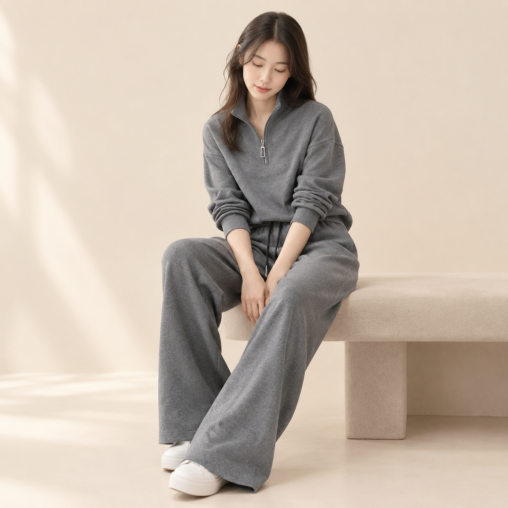 봄가을 신상 하이넥 맨투맨 여성 캐주얼 세트