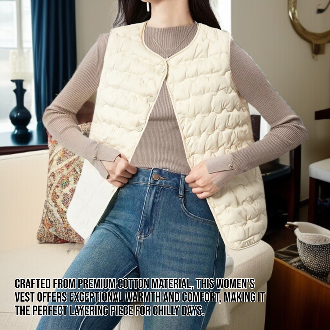 Women's short round neck warm cotton vest