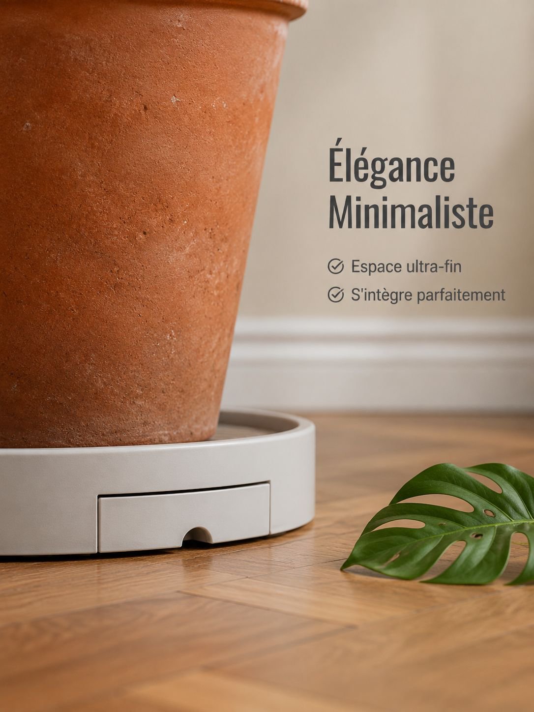 Base de pot de fleur cachée avec réservoir d'eau intégré