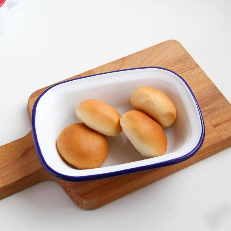 한식 사각 깊은 법랑 접시 