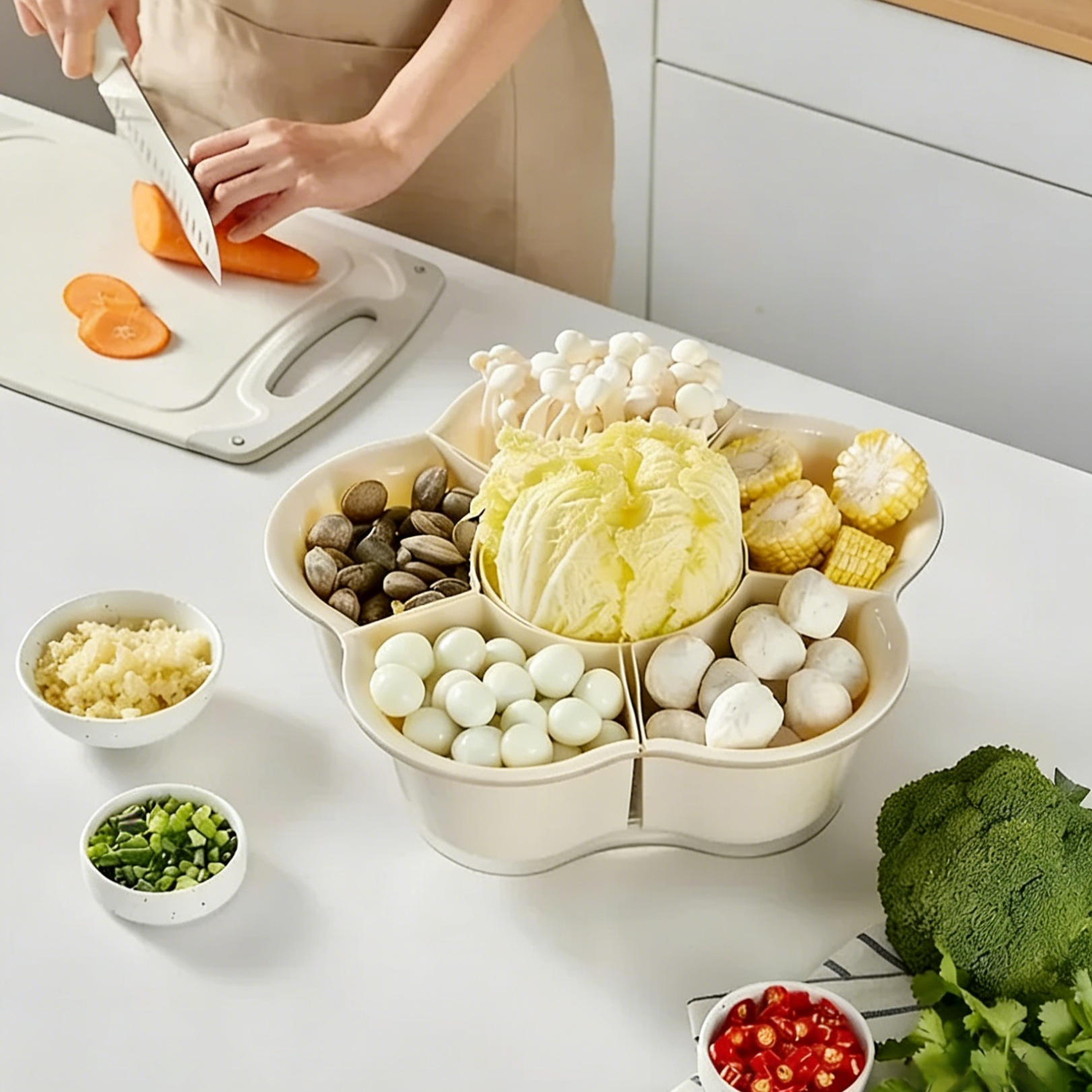 大容量可旋轉洗菜配菜拼盤瀝水籃