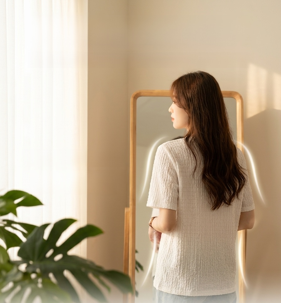 자카드 텍스처 반팔 상의