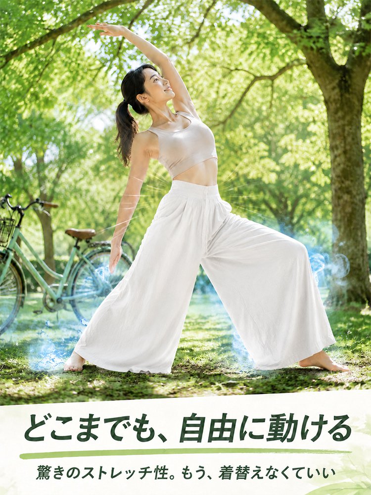 テンセルリネンハイウエストワイドパンツ