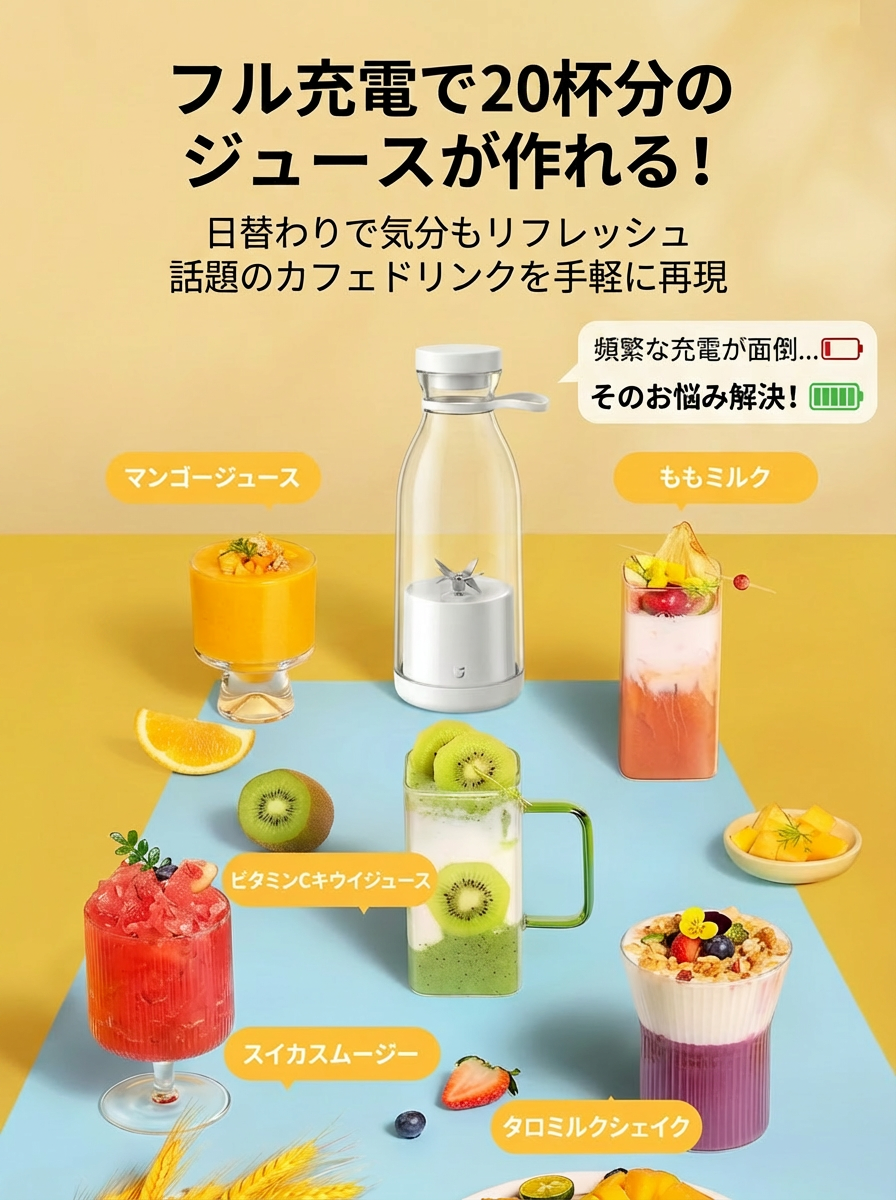 ボトル型携帯用ジューサーカップ