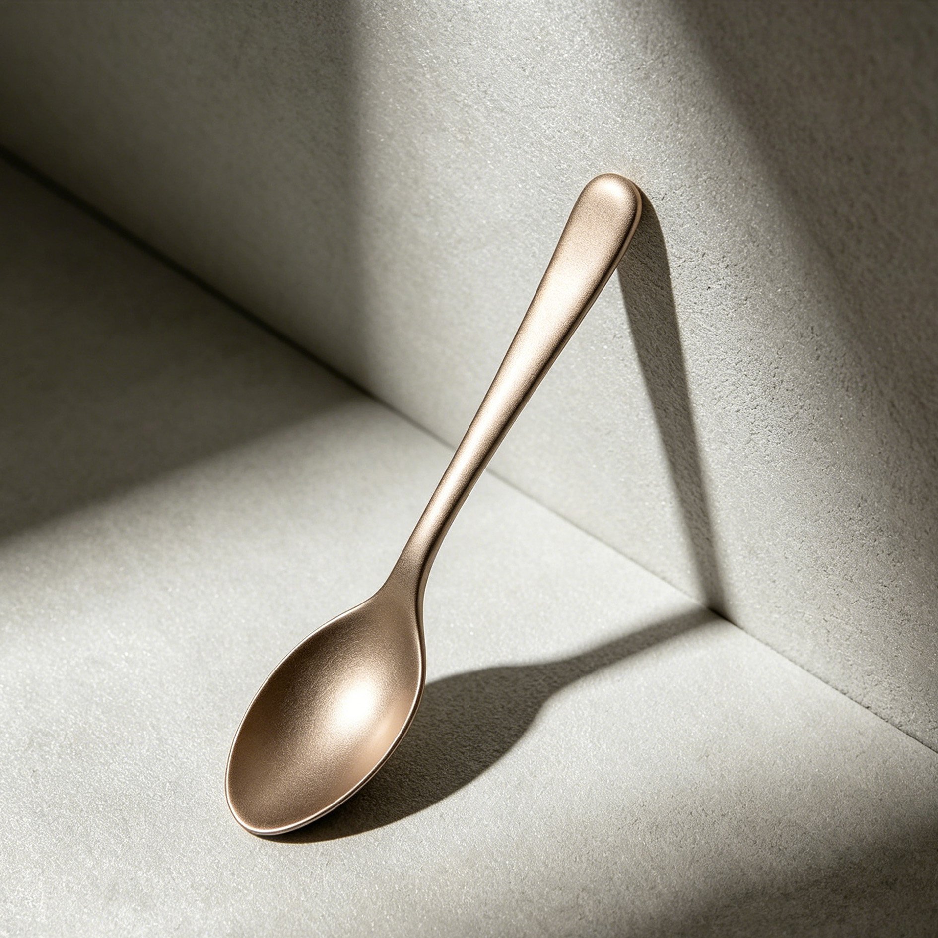 Close-up of stainless steel spoons in the set