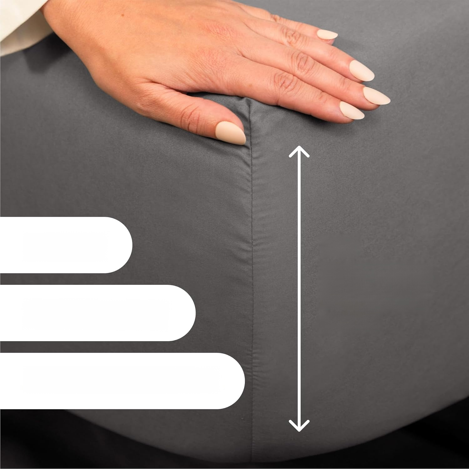 Oeko-Tex ダークグレー 寝具4点セット 深型ポケット ホテル用ベッドシーツ