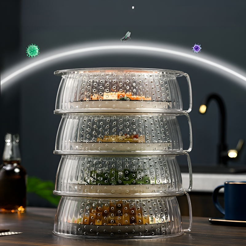 ฝาครอบอาหารหลายชั้นใส สำหรับกันฝุ่นในครัว