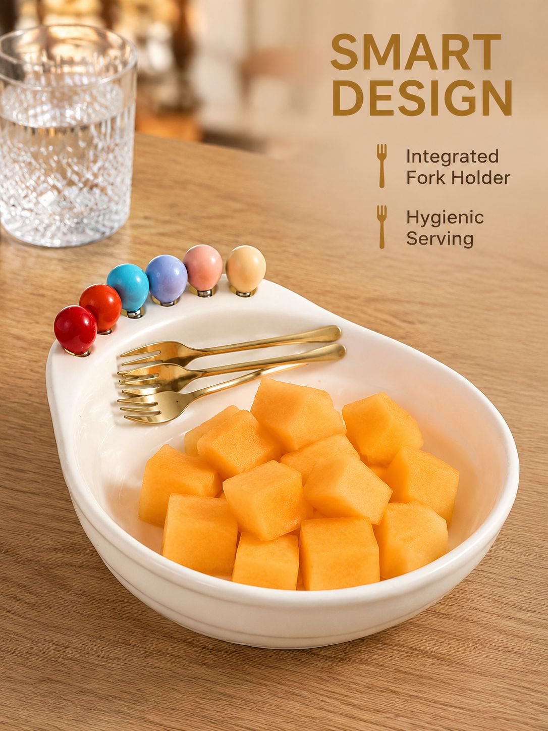 Large French Fruit Fork Plate, Household Living Room Candy and Snack Tray